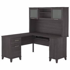 Bush Furniture Somerset 60W L Shaped Desk with Hutch in Storm Gray - Bush Furniture SET002SG