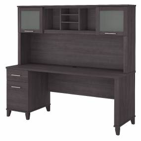 Bush Furniture Somerset 72W Office Desk with Drawers and Hutch in Storm Gray - Bush Furniture SET018SG