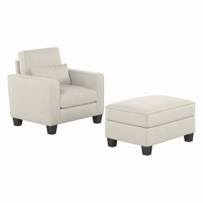 Stockton Accent Chair w/ Ottoman Set in Light Beige Microsuede - Bush Furniture SKT010LBM