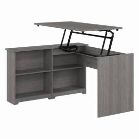 Bush Furniture Cabot 52W 3 Position Sit to Stand Corner Desk with Shelves in Modern Gray - Bush Furniture WC31316