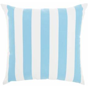 Mina Victory Outdoor Pillows Stripes - Reversible Turquoise Throw Pillows 18" x 18" - Nourison 798019001216