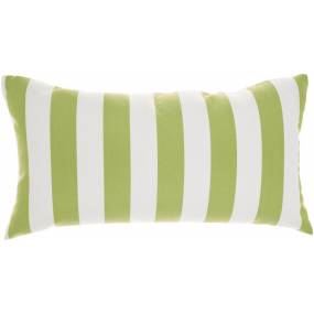 Mina Victory Outdoor Pillows Stripes - Reversible Green Throw Pillows 12" x 22" - Nourison 798019001353
