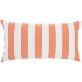 Mina Victory Outdoor Pillows Stripes - Reversible Coral Throw Pillows 12" x 22" - Nourison 798019001384