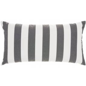 Mina Victory Outdoor Pillows Stripes - Reversible Black Throw Pillows 12" x 22" - Nourison 798019001407