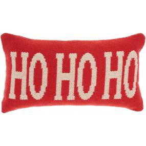 Mina Victory Holiday Pillows Woven Ho Ho Ho Red Throw Pillows 12" x 22" - Nourison 798019001421