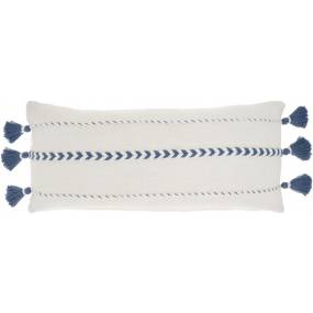 Mina Victory Life Styles Braided Stripes Tass Blue Throw Pillows 12" x 30" - Nourison 798019002343