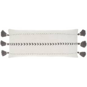 Mina Victory Life Styles Braided Stripes Tass Grey Throw Pillows 12" x 30" - Nourison 798019002374