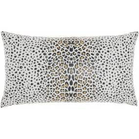 Mina Victory Outdoor Pillows Raised Print Leopard White/Black Throw Pillows 12" x 21" - Nourison 798019002466