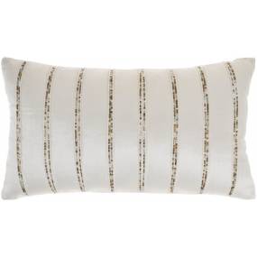 Mina Victory Sofia Beaded Stripes Ivory Throw Pillows 12" x 21" - Nourison 798019004200