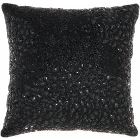 Mina Victory Sofia Fully Beaded Black Throw Pillows 20" x 20" - Nourison 798019008628