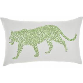 Mina Victory Outdoor Pillows Raised Print Leopard Green Throw Pillows 14" x 23" - Nourison 798019010294