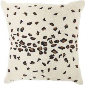 Mina Victory Luminescence Beaded Leopard Ivory Throw Pillows 20" x 20" - Nourison 798019035471