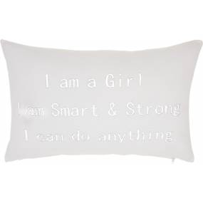 Mina Victory Trendy, Hip, New-Age I Am A Girl I Am Str Pewter Throw Pillows 14" x 22" - Nourison 798019059941