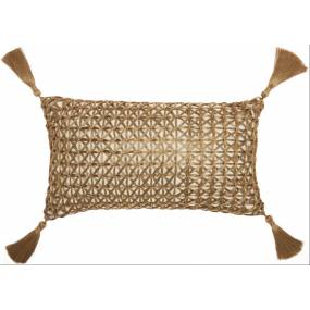 Mina Victory Sofia Woven Wire Gold Throw Pillows 12" x 20" - Nourison 798019062224