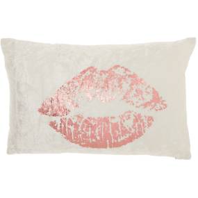 Mina Victory Sofia Metallic Lips Rose Gold Throw Pillows 12" x 18" - Nourison 798019064563