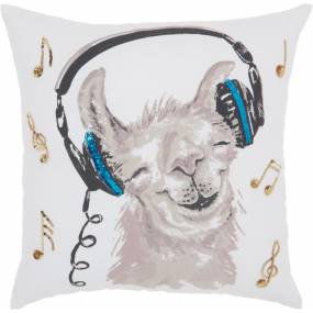 Mina Victory Sofia Rockin' Llama White Throw Pillows 18" x 18" - Nourison 798019065775