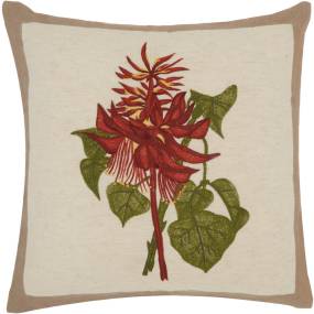 Mina Victory Life Styles Wildflower Bouquet Natural Throw Pillows 18" x 18" - Nourison 798019066390
