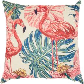 Mina Victory Trendy, Hip, New-Age Velvet Flamingos Multicolor Throw Pillows 18" x 18" - Nourison 798019069230