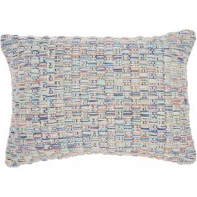 Mina Victory Outdoor Pillows Woven Basketweave Multicolor Throw Pillows 14" x 20" - Nourison 798019070397