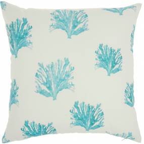 Mina Victory Outdoor Pillows Printed Corals Turquoise Throw Pillows 18" x 18" - Nourison 798019071714