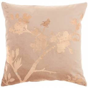 Mina Victory Sofia Metallic Blossom Rose Gold Throw Pillows 18" x 18" - Nourison 798019072704