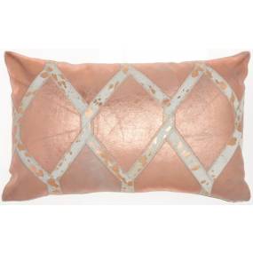 Mina Victory Sofia Metallic Diamond Rose Gold Throw Pillows 12" x 20" - Nourison 798019073367
