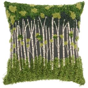 Mina Victory Life Styles Embroidered Forrest Green Throw Pillows 20" x 20" - Nourison 798019073756