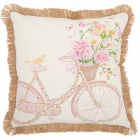 Mina Victory Life Styles Bicycle Multicolor Throw Pillows 18"X18" - Nourison 798019074180