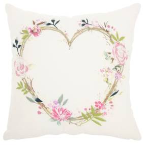 Mina Victory Life Styles Embroidiered Heart Multicolor Throw Pillows 18"X18" - Nourison 798019074326