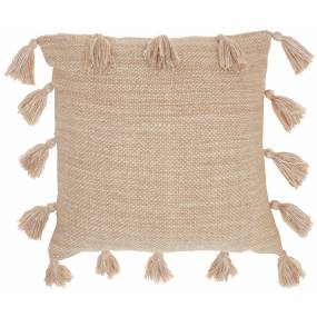 Mina Victory Life Styles Woven With Tassels Beige Throw Pillows 18"X18" - Nourison 798019074685