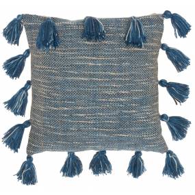 Mina Victory Life Styles Woven With Tassels Navy Throw Pillows 18"X18" - Nourison 798019074739