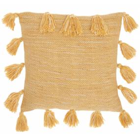 Mina Victory Life Styles Woven With Tassels Mustard Throw Pillows 18"X18" - Nourison 798019074753