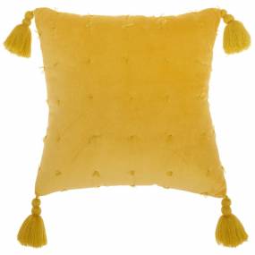 Mina Victory Life Styles Hand Knotted Velvet Yellow Throw Pillows 18"X18" - Nourison 798019075163