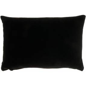 Mina Victory Life Styles Solid Velvet Black Throw Pillows 14" x 20" - Nourison 798019077297