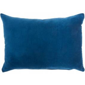 Mina Victory Life Styles Solid Velvet Navy Throw Pillows 14" x 20" - Nourison 798019077389