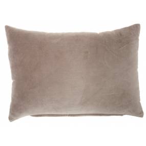 Mina Victory Life Styles Solid Velvet Taupe Throw Pillows 14" x 20" - Nourison 798019077440