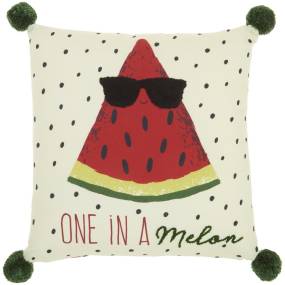 Mina Victory Plush lines One In A Melon Multicolor Throw Pillows 16" x 16" - Nourison 798019078683
