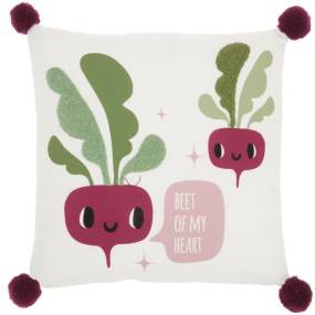 Mina Victory Plush lines Beet Of My Heart Multicolor Throw Pillows 16" x 16" - Nourison 798019078690