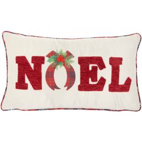Mina Victory Holiday Pillows Chenille Noel Red Throw Pillows 12"X22" - Nourison 798019078850