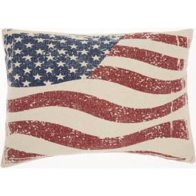 Mina Victory Life Styles Wavy American Flag Multicolor Throw Pillows 14"X20" - Nourison 798019079253