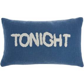 Mina Victory Life Styles Tonight/Not Tonight Blue Throw Pillows 14" X 24" - Nourison 798019080754