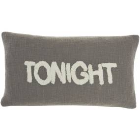 Mina Victory Life Styles Tonight/Not Tonight Grey Throw Pillows 14" X 24" - Nourison 798019080761