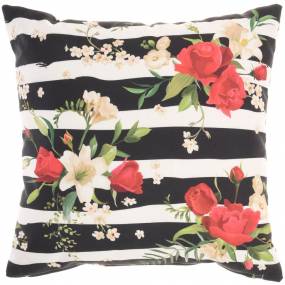 Mina Victory Outdoor Pillows Zebra & Rose Multicolor Throw Pillows 18"X18" - Nourison 798019080808