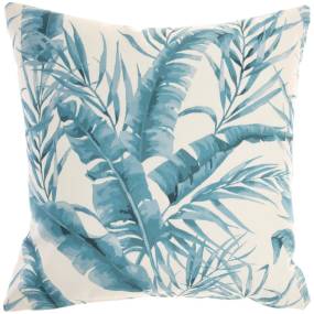Mina Victory Outdoor Pillows Chevron/Banana Leaf Turquoise Throw Pillows 18"X18" - Nourison 798019080853