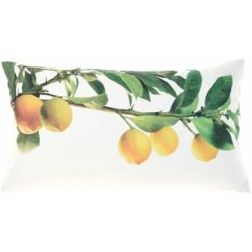 Mina Victory Outdoor Pillows Lemon Branch/Dots Yellow Throw Pillows 12"X22" - Nourison 798019081201