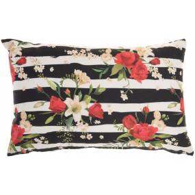Mina Victory Outdoor Pillows Zebra & Rose Multicolor Throw Pillows 14"X22" - Nourison 798019081348
