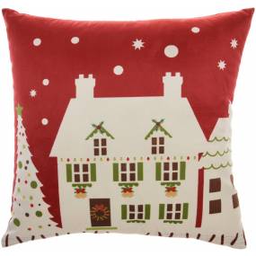 Mina Victory Holiday Pillows Light Up House Multicolor Throw Pillows 18"X18" - Nourison 798019081690