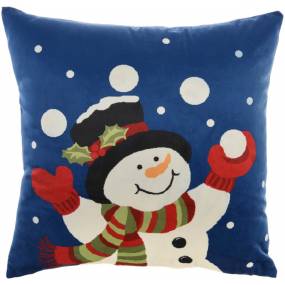 Mina Victory Holiday Pillows Light Up Snowman Multicolor Throw Pillows 18"X18" - Nourison 798019081706