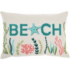 Mina Victory Life Styles Towel Emb Beach Multicolor Throw Pillows 14"X20" - Nourison 798019083489