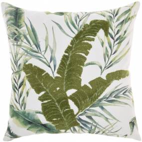 Mina Victory Life Styles Towel Emb Palm Leave Green Throw Pillows 18"X18" - Nourison 798019083533